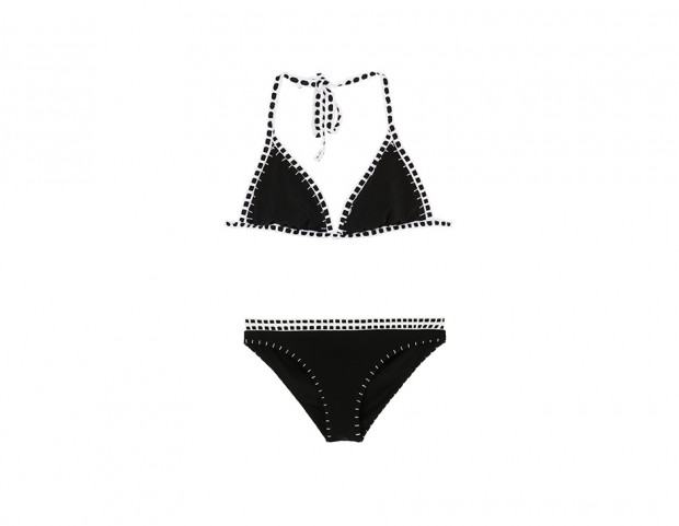 Bikini nero con bordi bianchi crochet