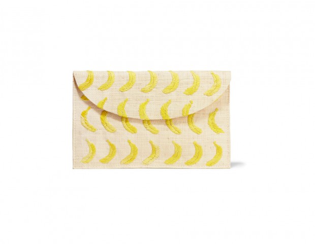 Clutch in paglia con banane decorative