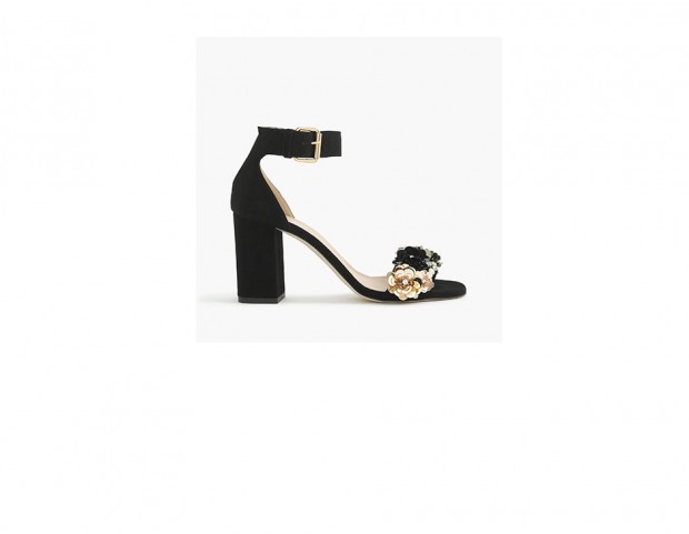 Sandali in suede con applique floreali