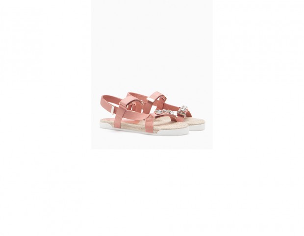 Sandali in pelle rosa con gemme