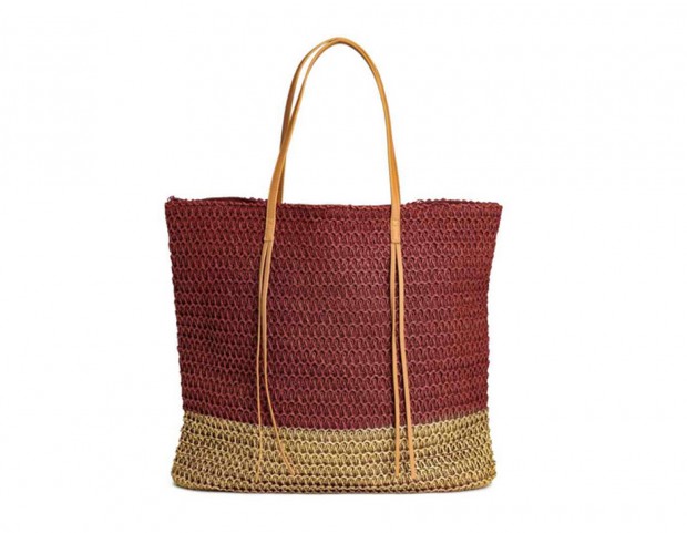 Shopper in paglia con chiusura a zip