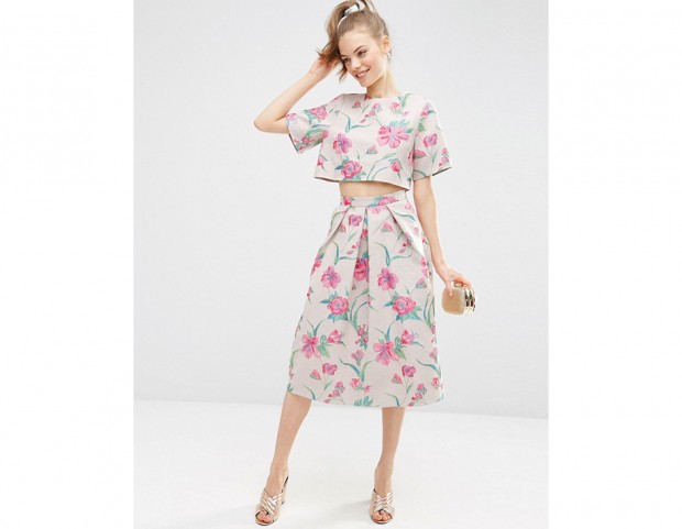 Gonna a fiori jacquard