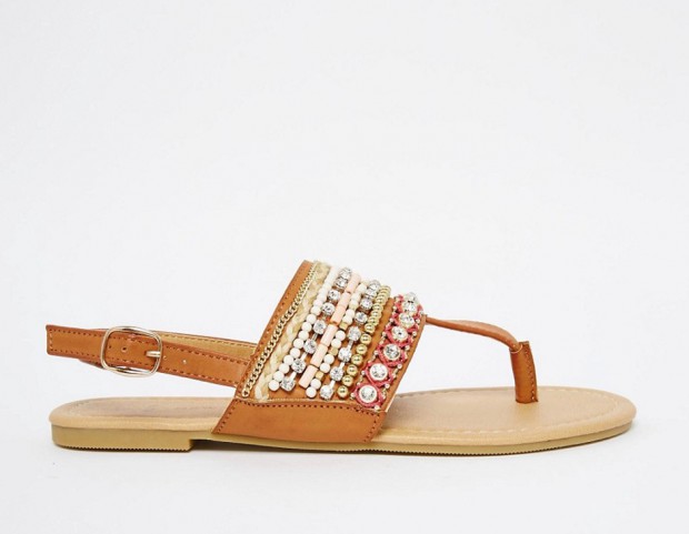 Sandali infradito con fascia decorata da perline