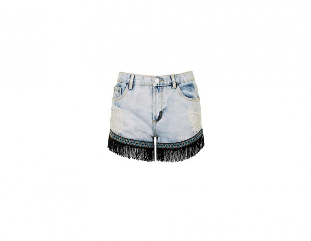 Shorts in denim con le frange