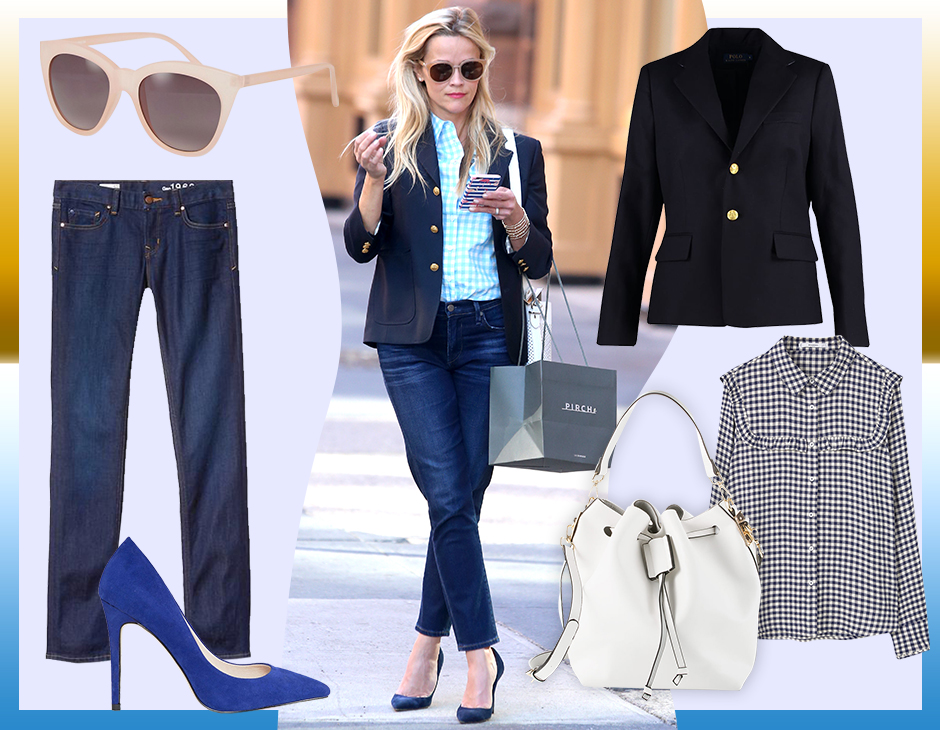Blazer jeans e decollete copia il look easy chic di Reese Witherspoon Tu Style