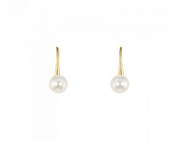 Orecchini pendenti in bronzo dorato con perle