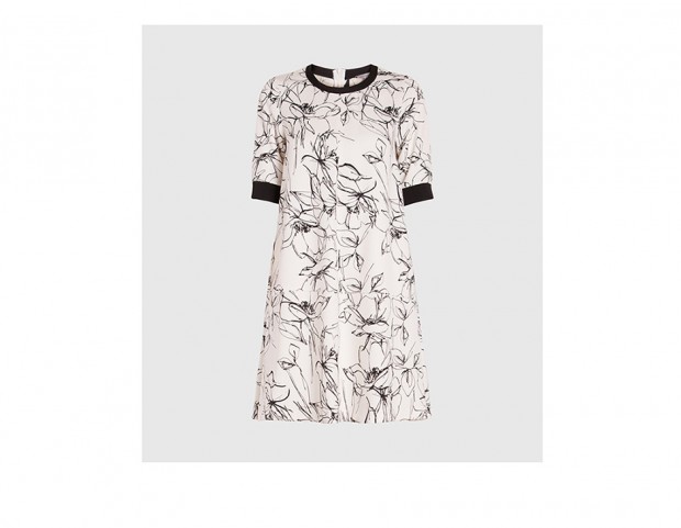 Minidress in crepe con profili a contrasto