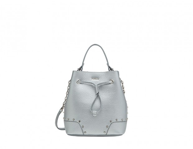 Secchiello in pelle color argento