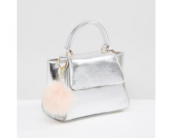 Tracolla silver con pon pon