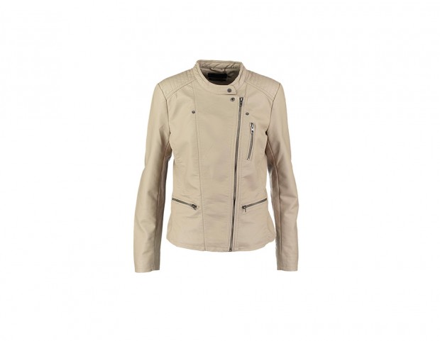 Giacca beige con taschine e zip
