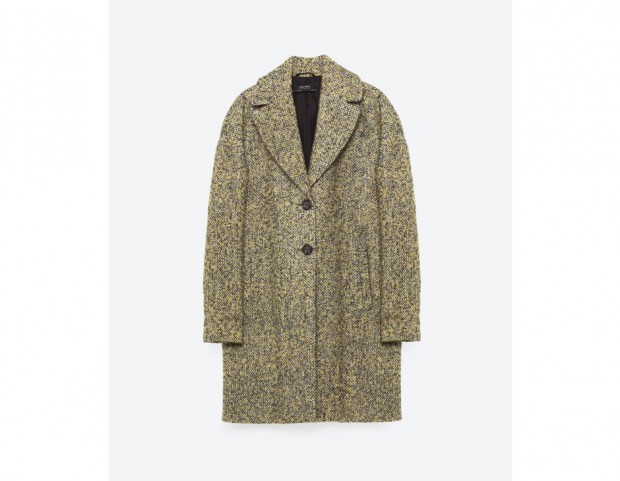 Cappotto bouclé nei toni del giallo e del verde