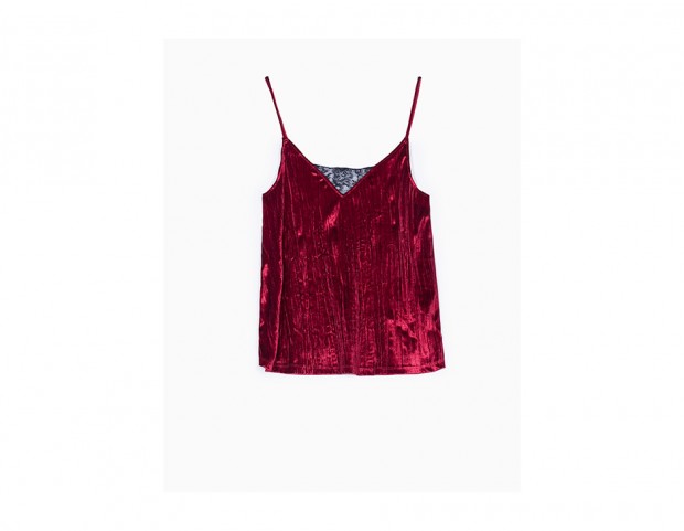 Top in velluto e pizzo