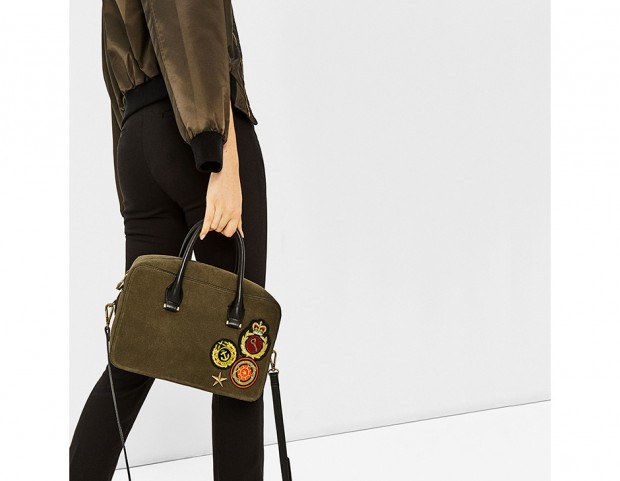 Bauletto in suede con toppe