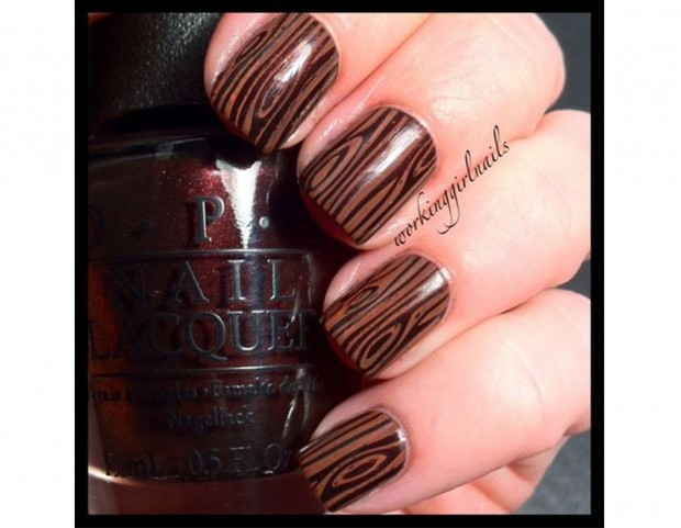 Effetto legno, originale e semplice da realizzare. Photo credits: @workinggirlnails Instagram
