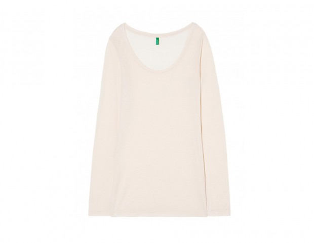 T-shirt girocollo in viscosa misto lana