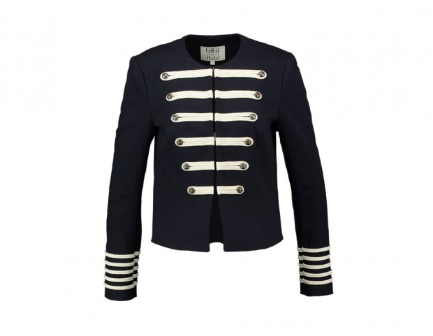 Giacca blu navy con decorazioni e alamari