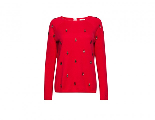 Pullover rosso con strass