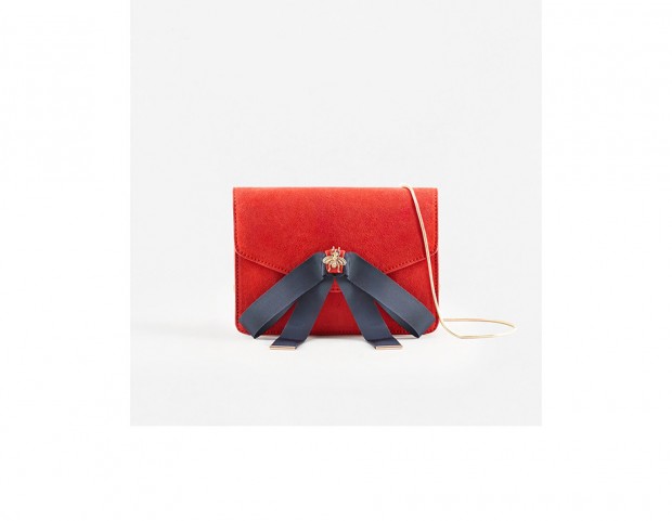 Tracolla in suede con fiocco