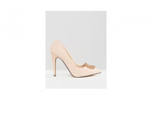 Pumps cipria con applique gioiello