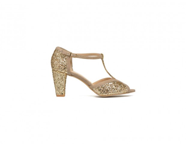 Sandali con glitter gold