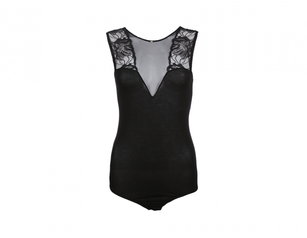 Body con ricami in pizzo e trasparenze