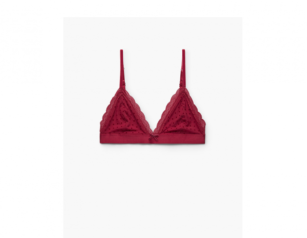Reggiseno a triangolo in pizzo a pois
