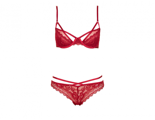 Completo in pizzo rosso