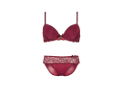Completo con reggiseno imbottito e slip con bordo in pizzo