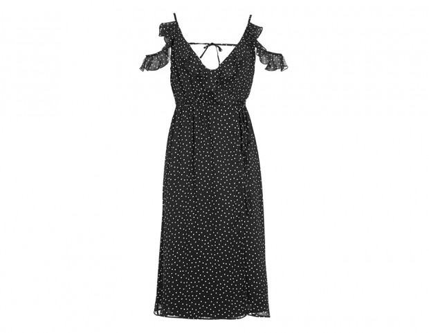 Abito a pois con spalline scese