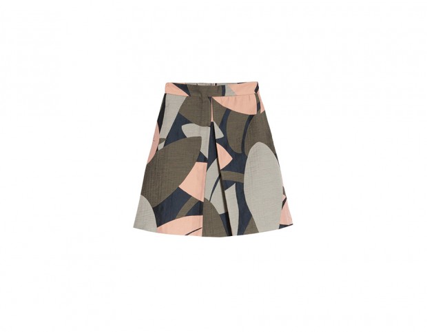 Gonna jacquard con maxi foglie