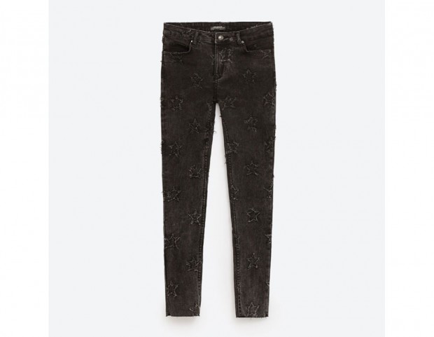 Jeans skinny con stelle ricamate