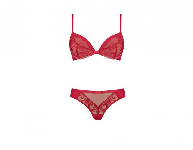Reggiseno push-up e brasiliana con ricami floreali