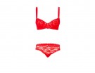 Reggiseno e perizoma in pizzo rosso