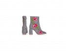 Ankle boots check con fiori ricamati