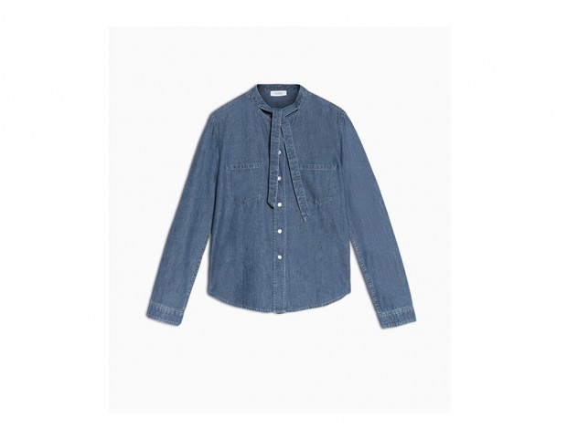Camicia in denim con fiocco Camicia in denim con fiocco