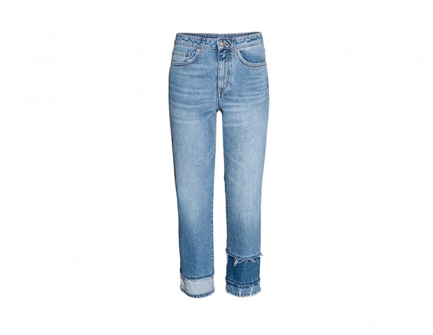 Jeans a vita alta con dettagli consumati