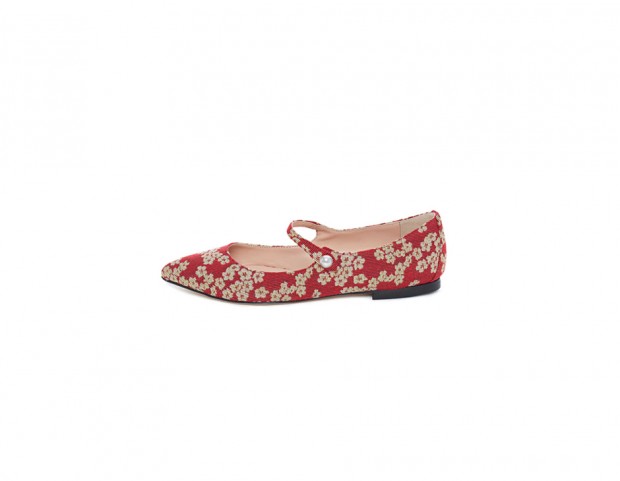 Ballerine a fiori in tessuto jacquard