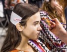 La modella italiana Greta Varlese al trucco, curato da MAC Cosmetics per Missoni. Photo credit: Francesca Merlo