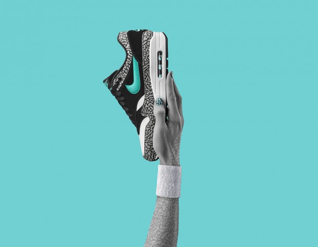 Sneakers in pelle e tessuto