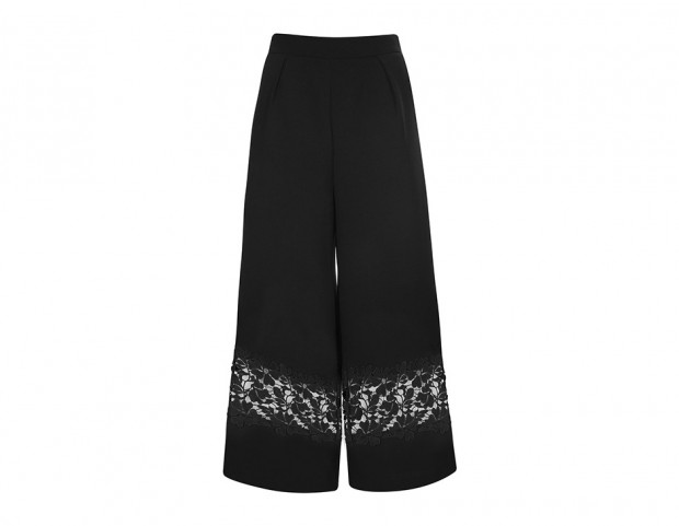 Culotte pants con inserto in pizzo