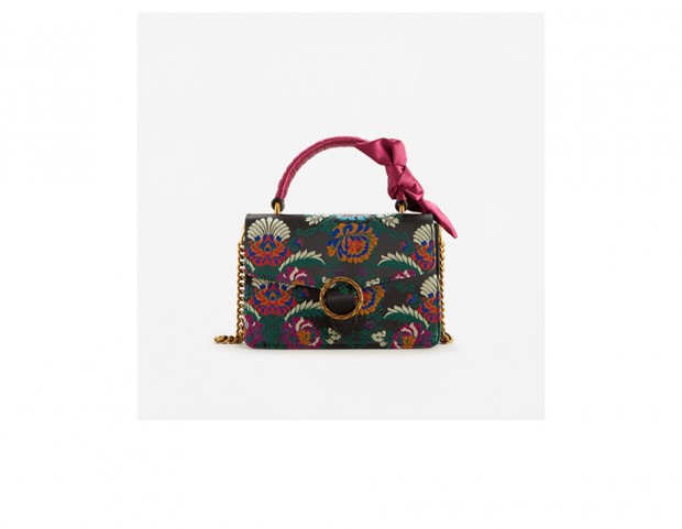 City bag a fantasia con manico in raso
