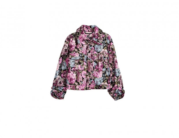 Giacca corta in jacquard floreale