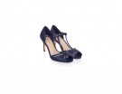 Sandali blu con cristalli ton sur ton