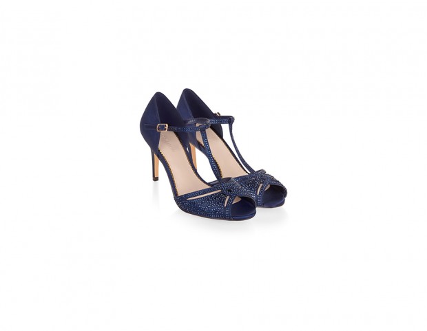 Sandali blu con cristalli ton sur ton