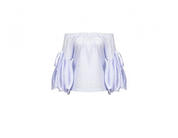 Blusa di cotone con maniche a sbuffo