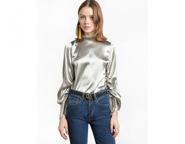 Blusa metallizzata in satin