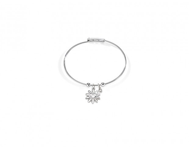 Bracciale rigido con ciondolo margherita con scritta “Mum” e diamante