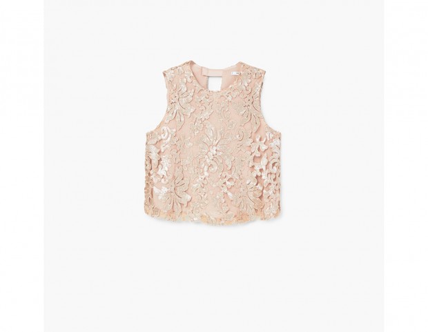 Top con ricamo di strass