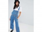 Salopette in denim slavato