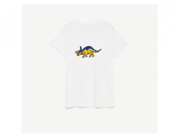 T-shirt con ricamo di paillettes